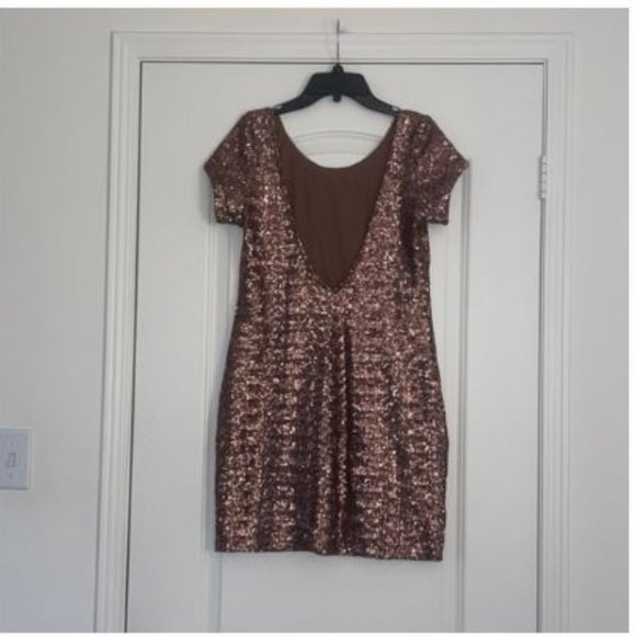 Bronze Sequin Party Dress - Picture 4 of 9